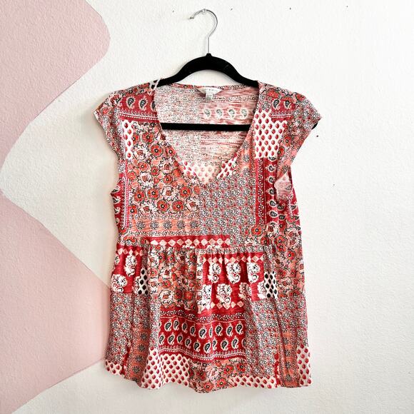 Lucky Brand Tops - Lucky Brand Floral Print Top Size XS Peasant Boho Indie Festival Hippie